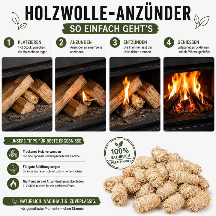 12 Schachteln à 32 ökologische Grill- und Kaminanzünder aus Holzwolle mit Wachs (384 Anzünder) Tests