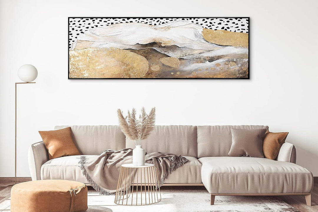 YS-Art Abstrakt XXL Acryl Gemälde auf Leinwand mit Rahmen kühler Leopardentraum handgemalt Wandbilde