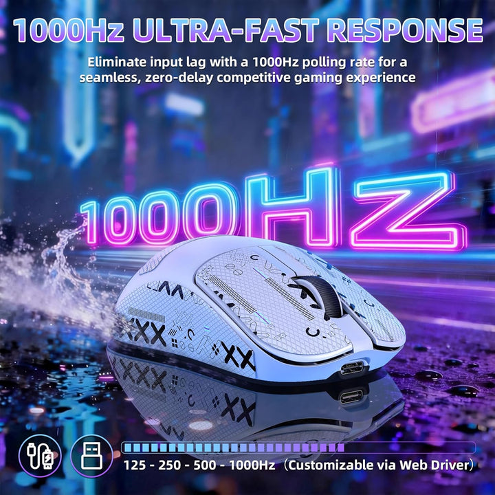 ZIYOU LANG×MAGIC-REFINER AJ199 Kabellose Gaming Maus Leicht, 49g Tri-Modus 2.4G/BT/Kabel, PixArt PAW
