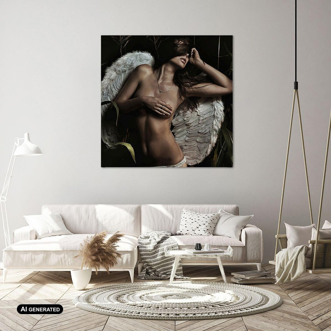 ARTTOR Bilder auf Leinwand 70x70cm Leinwandbild Engel Schönheit Körper Gross Wanddeko Bild Schlafzim