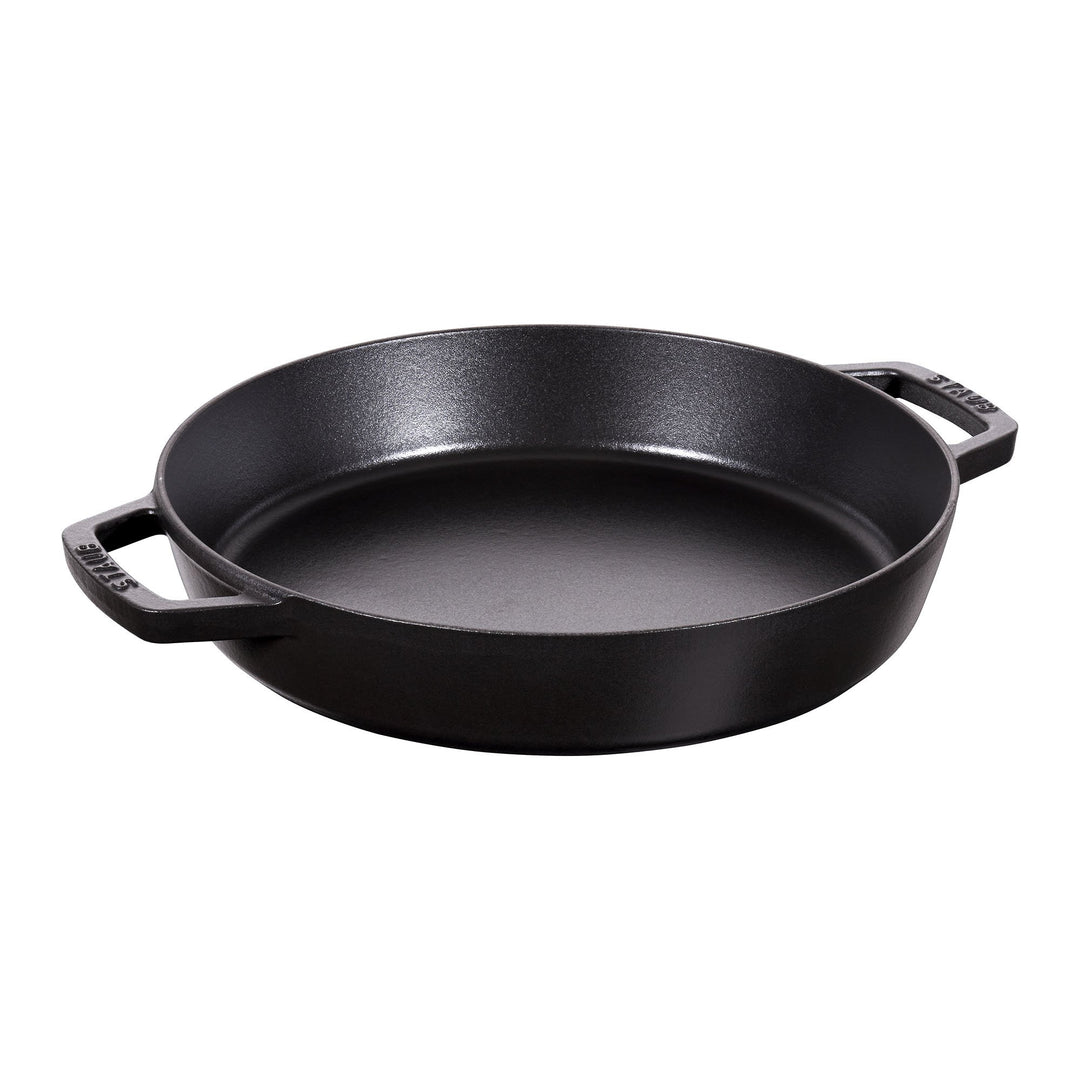 STAUB Bratpfanne, Paellapfanne mit 2 Griffen, 34 cm, Gusseisen, für alle Herdarten, Induktion und Ba
