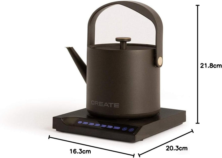 CREATE/HATTORI STUDIO/Elektrischer Wasserkocher 0,5L Schwarz/Warmhalten, Sicherheitssystem, Thermost