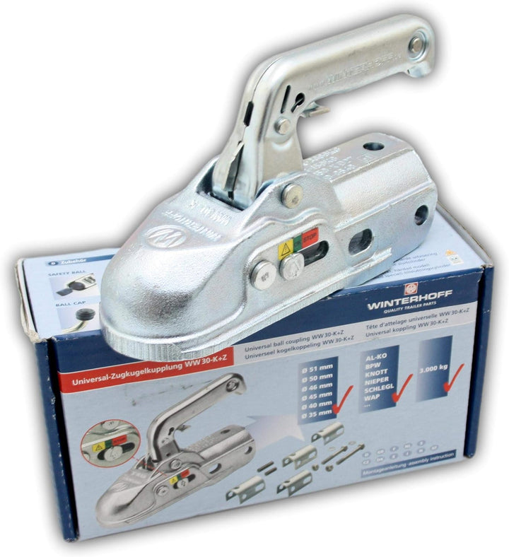 Winterhoff Kugelkupplung WW30-K+Z 3000kg Zugkugelkupplung Zugmaul Anhänger PKW Universal Zugrohr Kup