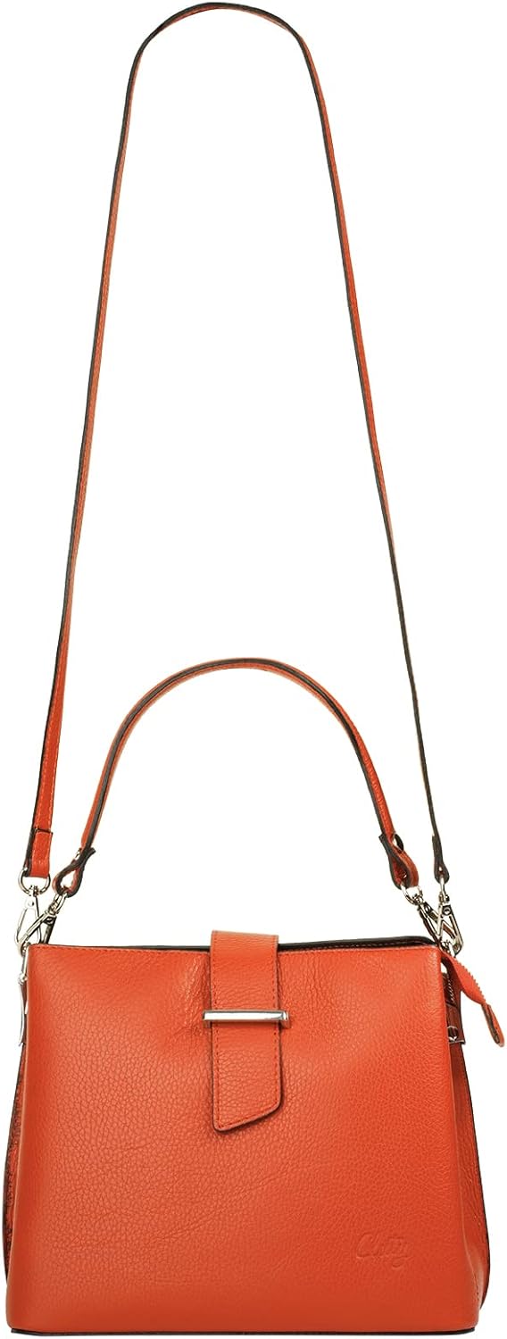 Handtasche Echt Leder Damen Made in Italy, Tragetasche, Umhängetasche, Abendtasche aus Leder 021791