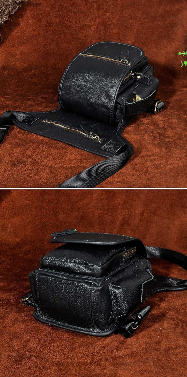 Le'aokuu Herren Echtes Leder Tasche Beinbeutel Beintasche Aussenbeintasche Hüfttasche Drop Leg Thigh