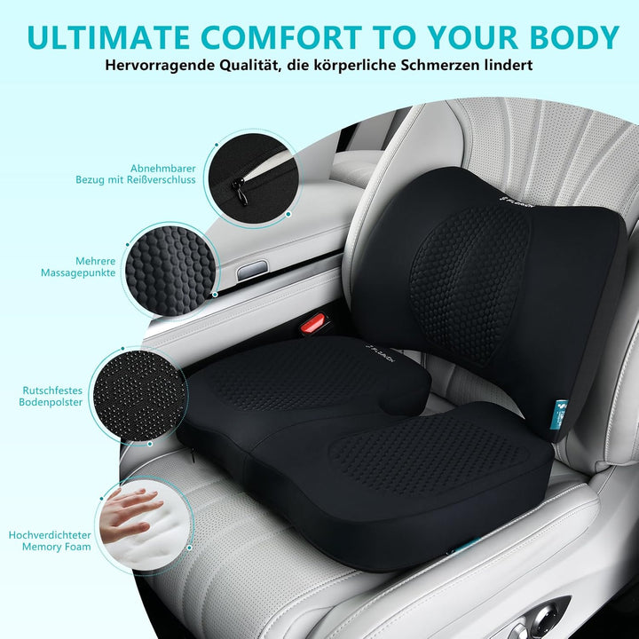 FLORICH Auto Sitzkissen und Lendenkissen Memory Foam Schreibtischstuhl Kissen Ergonomisches Sitzkiss