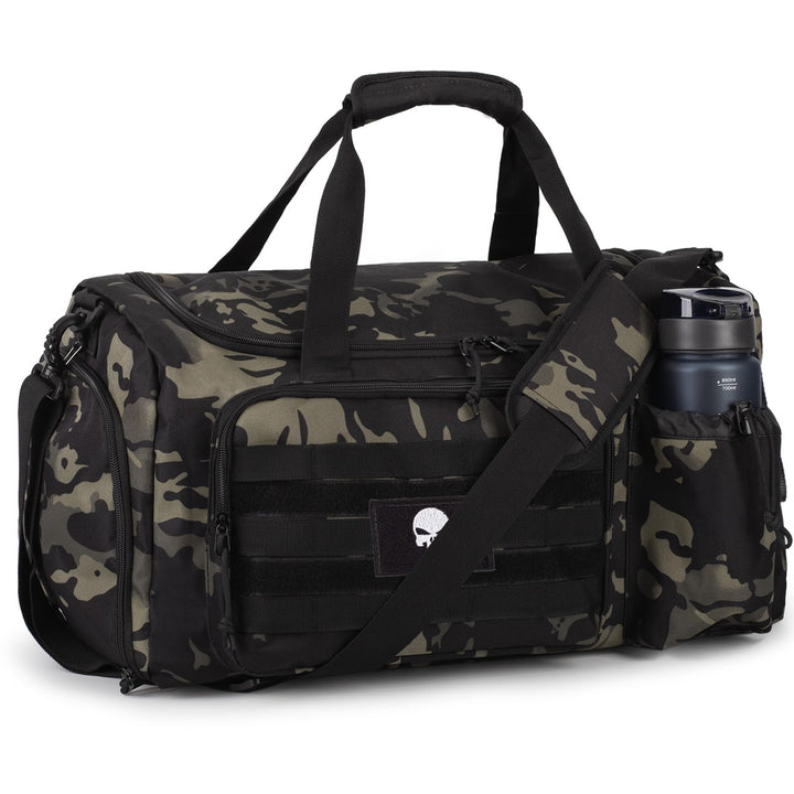 Taktische Sporttasche für Herren, 60L grosse Reisetasche mit Schuhfach, Sporttasche mit Nassfach, Mu