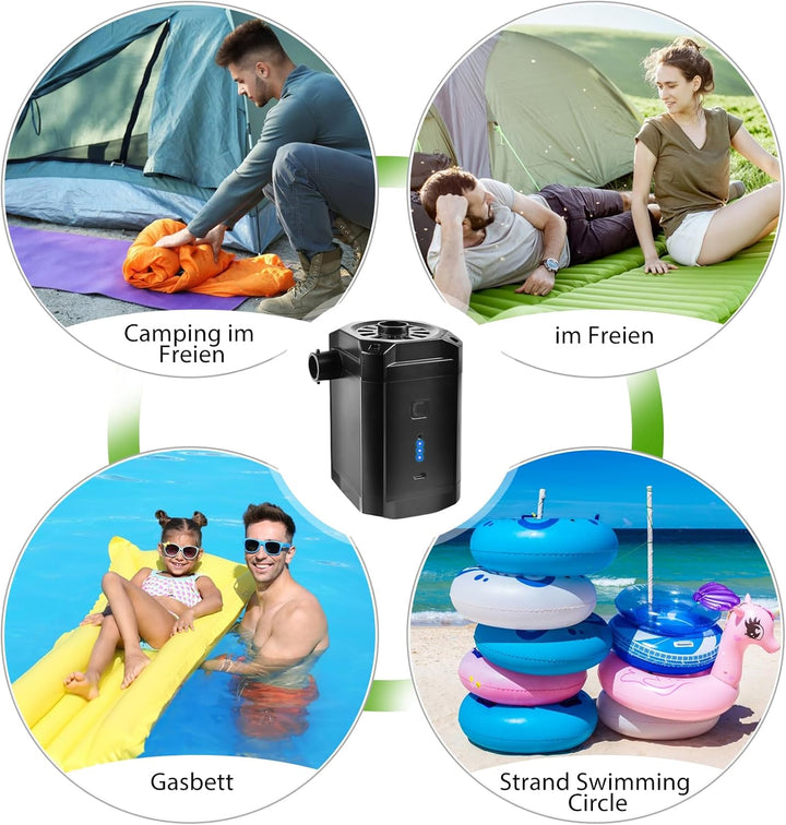 Elektrische Luftpumpe Akku, Luftmatratze Pumpe 5200mAh Wiederaufladbare, 2 in 1 Inflate und Deflate