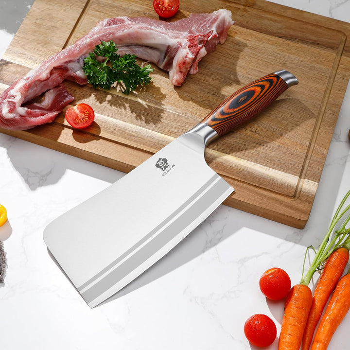 WILDMOK Hackmesser Chinesisches Kochmesser 18cm Deutscher Edelstahl Metzgermesser Scharf Chinesisch