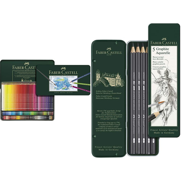 Faber-Castell 117511 - Aquarellstift Albrecht Dürer 120er Metalletui &amp; 117805-5 Aquarellbleistifte G