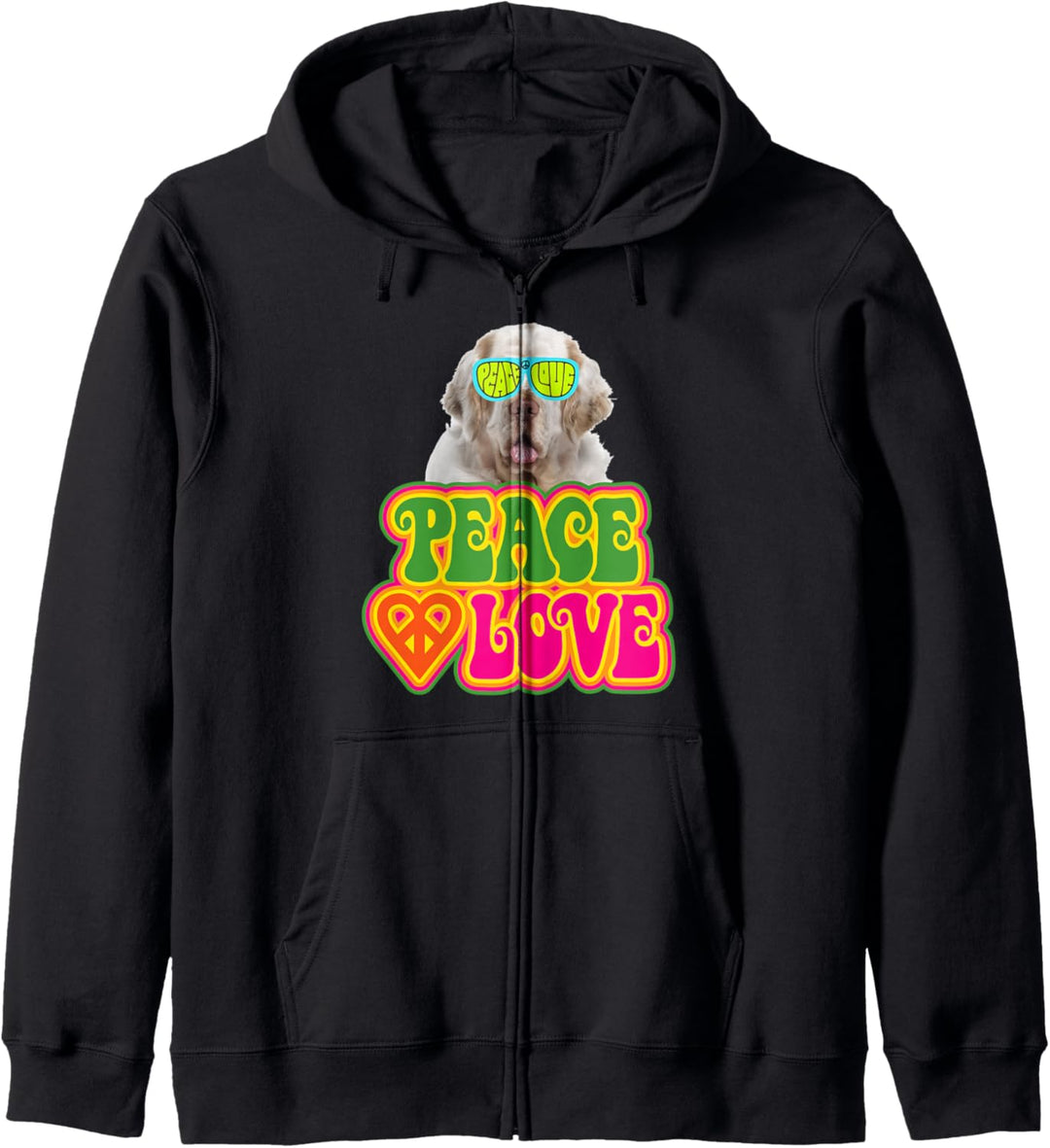 Peace Heart Love Dog Clumber Spaniel Kapuzenjacke