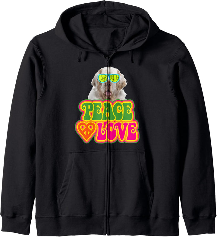 Peace Heart Love Dog Clumber Spaniel Kapuzenjacke
