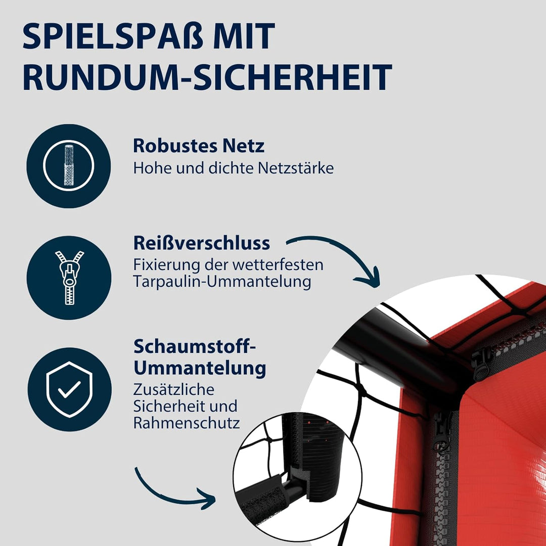 HUDORA Fussballtor Pro Tect Advanced – Outdoor Fussballtor mit Netz und wetterfester Ummantelung für