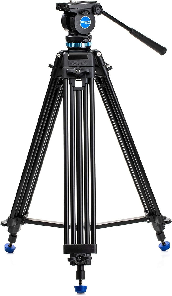Benro KH25P Video Tripod with Head, 5kg Payload, Continuous Pan Drag, Anti-Rotation Camera Plate, ma