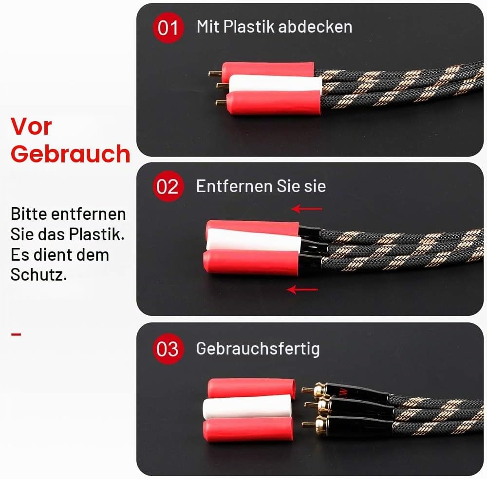 SKW Audio Kabel Cinch Stecker zu 2 Cinch Steckern, Stereo Audio Kabel, High Fidelity Signalkabel mit