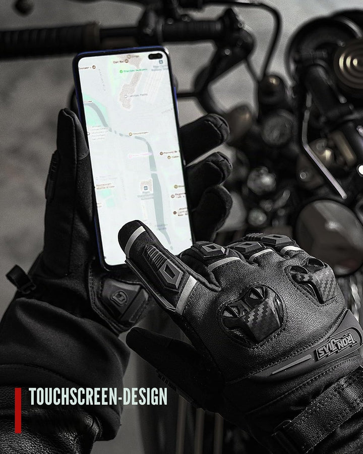 Grapelet Motorradhandschuhe Winter,Winddichte wasserdichte Motorrad Handschuhe für Herren,Touchscree