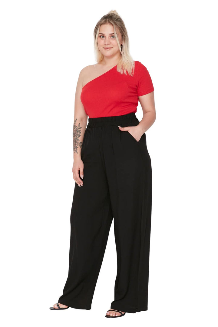 Trendyol Damen Gerade Weites Bein Normale Taille Hosen in Plus Size