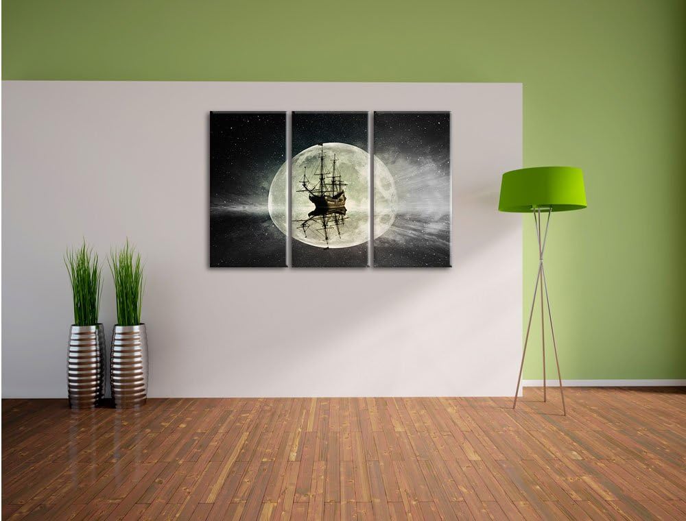 Pixxprint Geisterschiff im Weltall als Leinwandbild/Grösse: 3 Teilig (120x80) cm/Wandbild/Kunstdruck