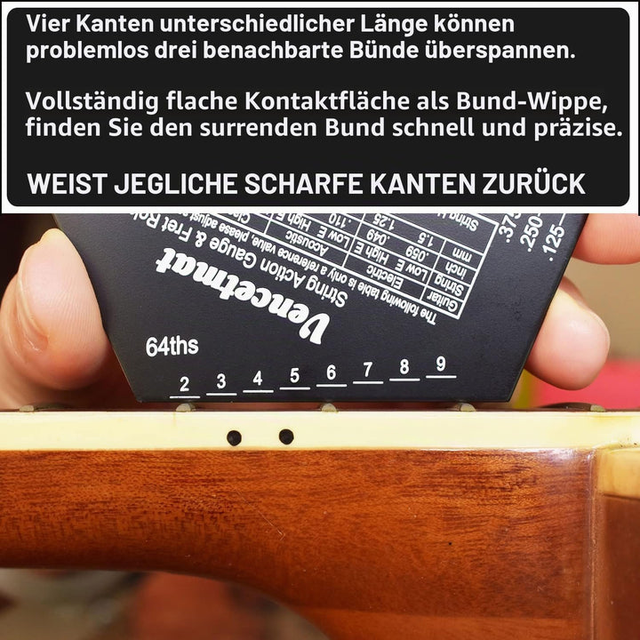 Gitarren-Saiten-Action-Messgerät, Saitenhöhenlineal, Gitarren-Bundwippe, Bund-Nivellierführung, Buzz