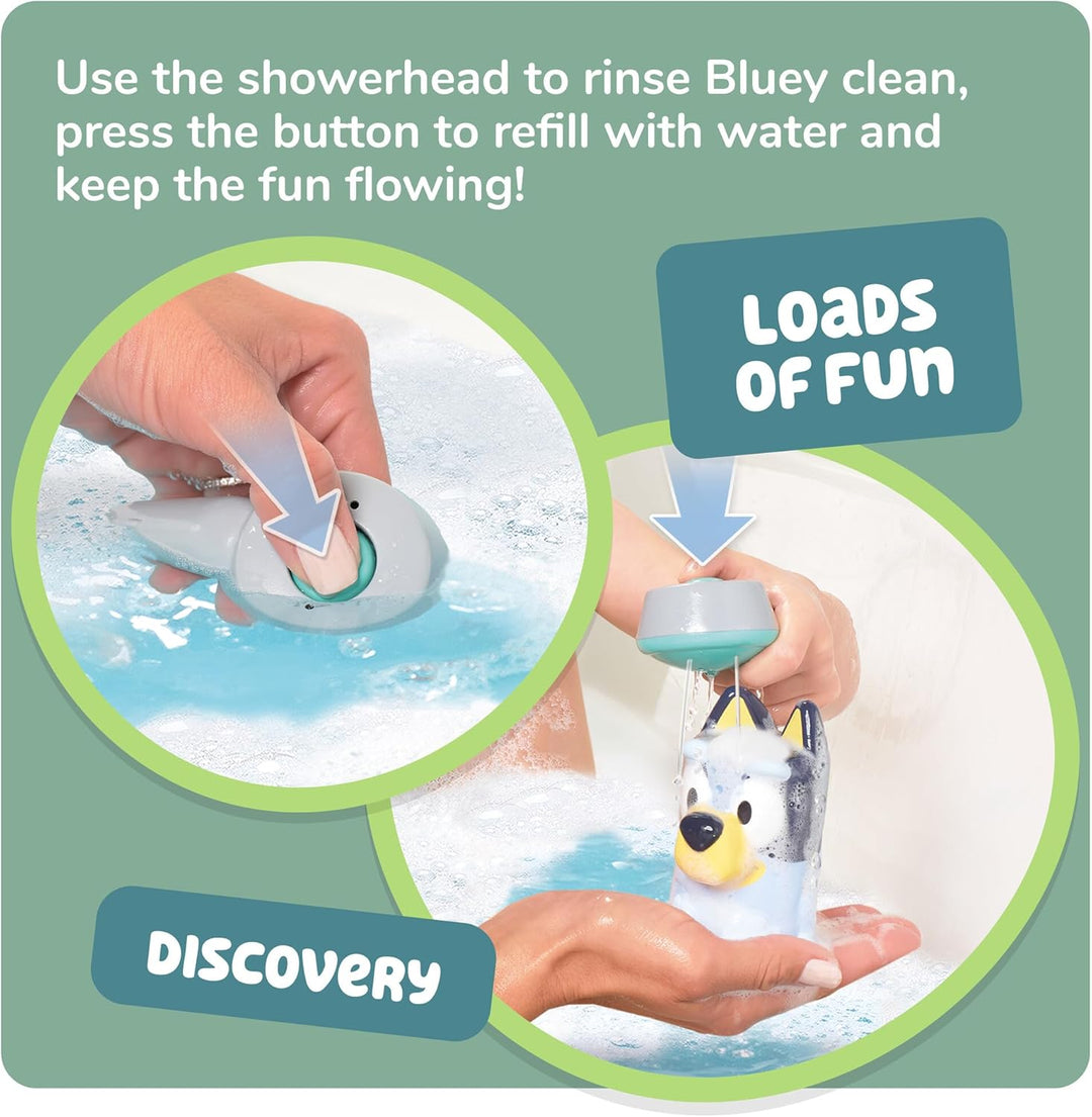 Toomies Bluey Dusche & Schaumbad, interaktives Badespielzeug, mit Wasserdusche und Schaumbildung, fö