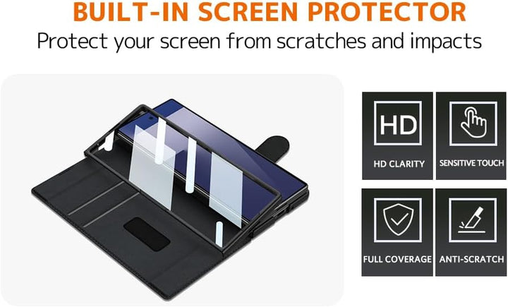 NINKI für Samsung Galaxy Z Fold 7 handyhülle mit Displayschutz, Scharnierschutz 2-Kartenfache [Abneh