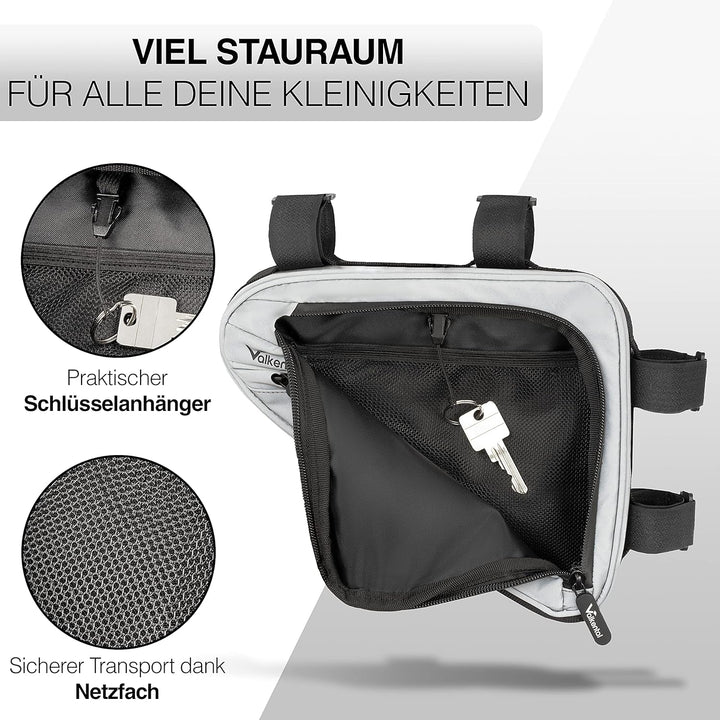 Valkental - Wasserfeste Rahmentasche mit viel Platz - 1,5L Volumen - Fahrradtasche mit Reflektoren u