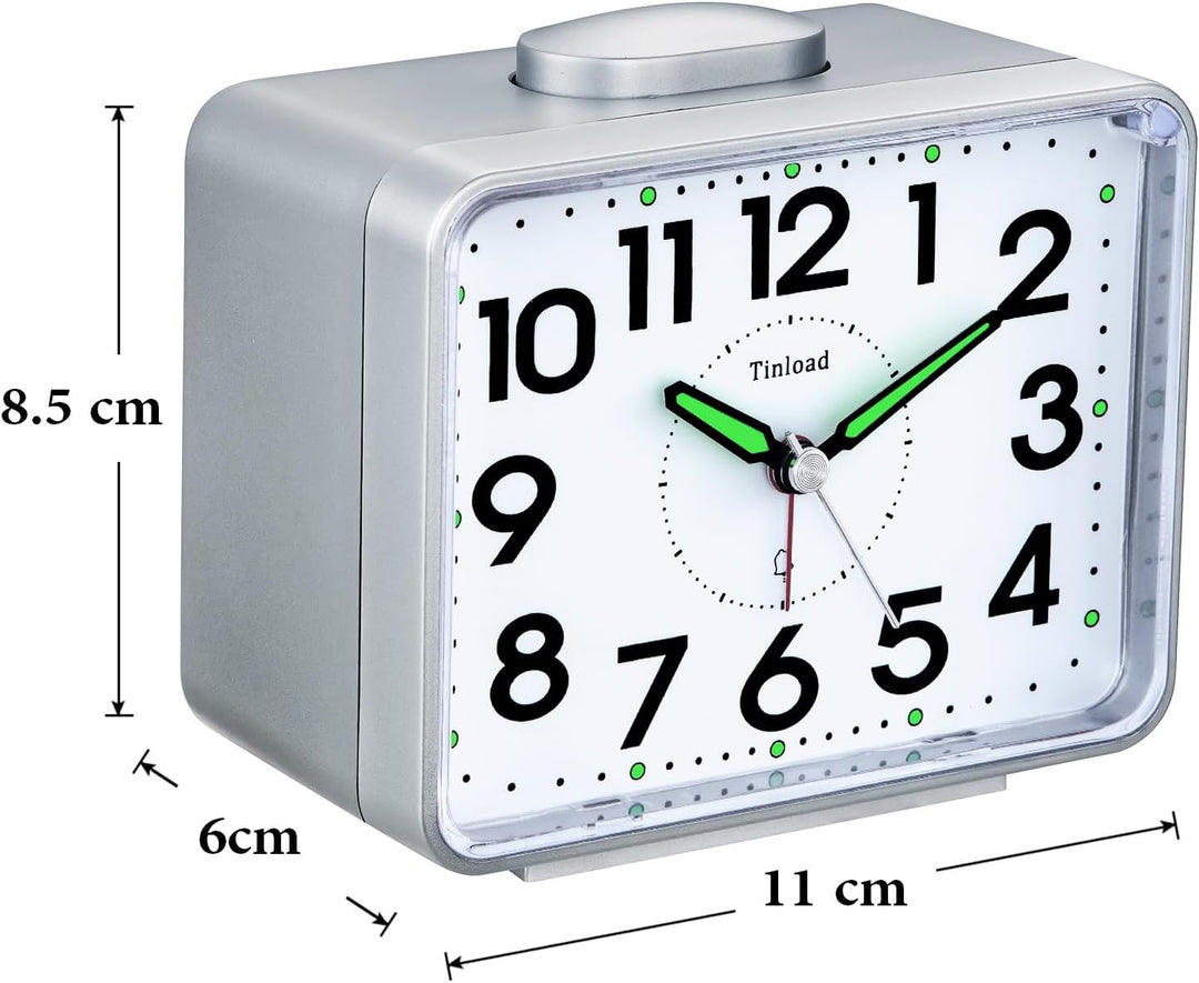 Analog Seniorenwecker mit Nachtlicht, 4 Zoll grosses Zifferblatt, Tischuhr mit Schlummerfunktion, la