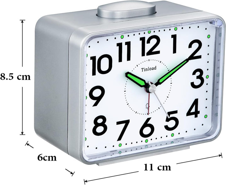 Analog Seniorenwecker mit Nachtlicht, 4 Zoll grosses Zifferblatt, Tischuhr mit Schlummerfunktion, la