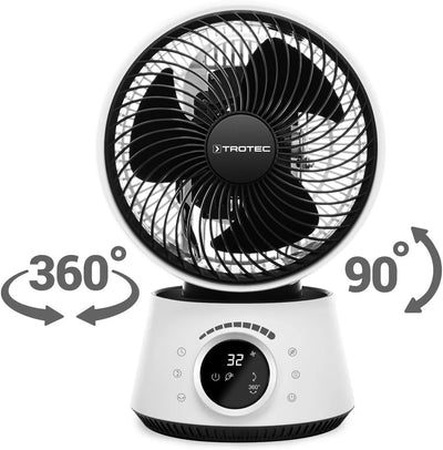 TROTEC 360°-Turbo-Ventilator TVE 100 | 26 Watt Leistung, 32 Geschwindigkeitsstufen | Duftöl-Behälter