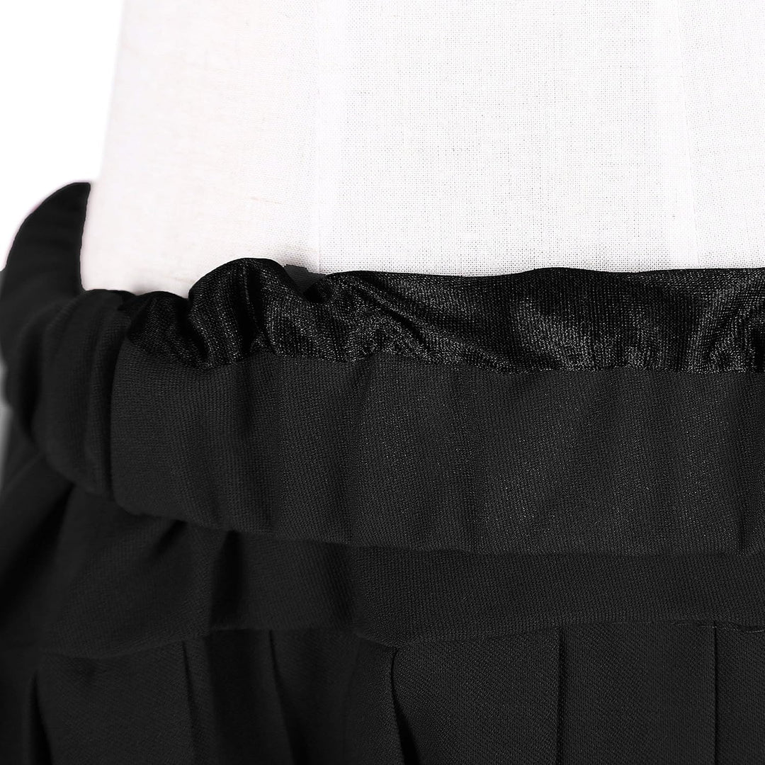 Urbancoco Damen Schulmädchen-Stil Faltenrock Elastische Hohe Taille Minirock L Solid Balck, L Solid