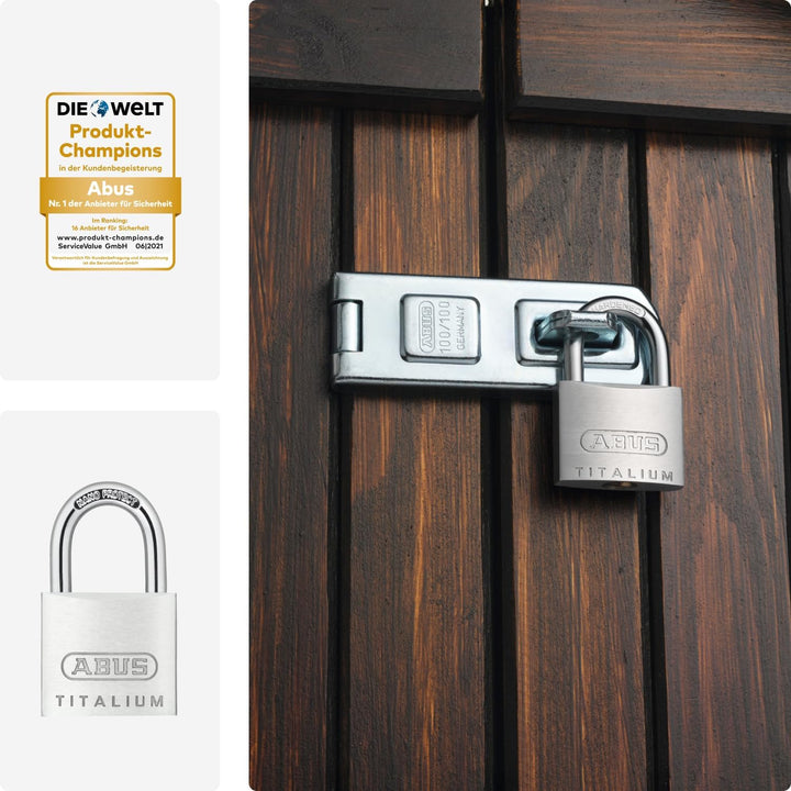 ABUS Vorhängeschloss Titalium 64TI/40 - 4er Set, gleichschliessend - Kellerschloss mit Schlosskörper