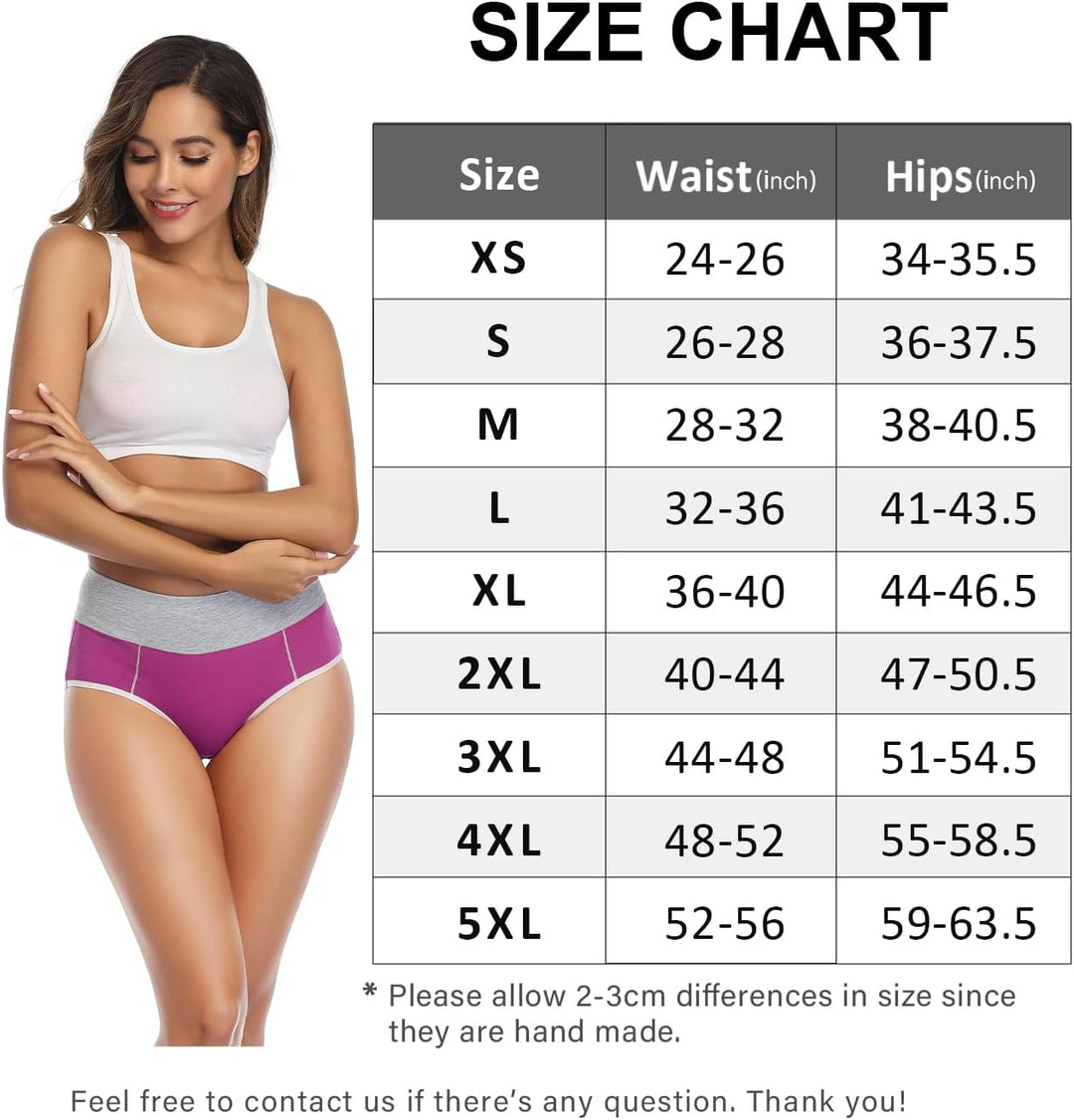 wirarpa Unterhosen Damen Baumwolle Unterwäsche Frauen Taillenslip Hohe Taille Slip 5er Pack XS Mehrf