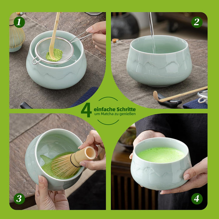TEANAGOO Matcha Set| Matcha Besen|Matcha Tea Set | Matcha Schale| Matcha Whisk,Schaufel, Sieb, Match