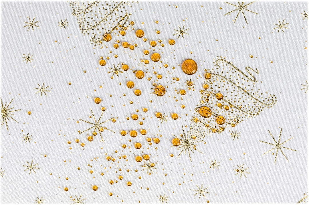 GOLDMAR Weihnachtstischdecke Fleckenresistente Schmutzabweisend Zweiseitig Tischdecke Weihnachten Ad