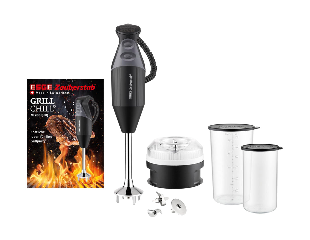 ESGE Zauberstab M 200 BBQ 98215 Stabmixer schwarz, Pürierstab, Handmixer, Profi, inkl. Zubehör, bis