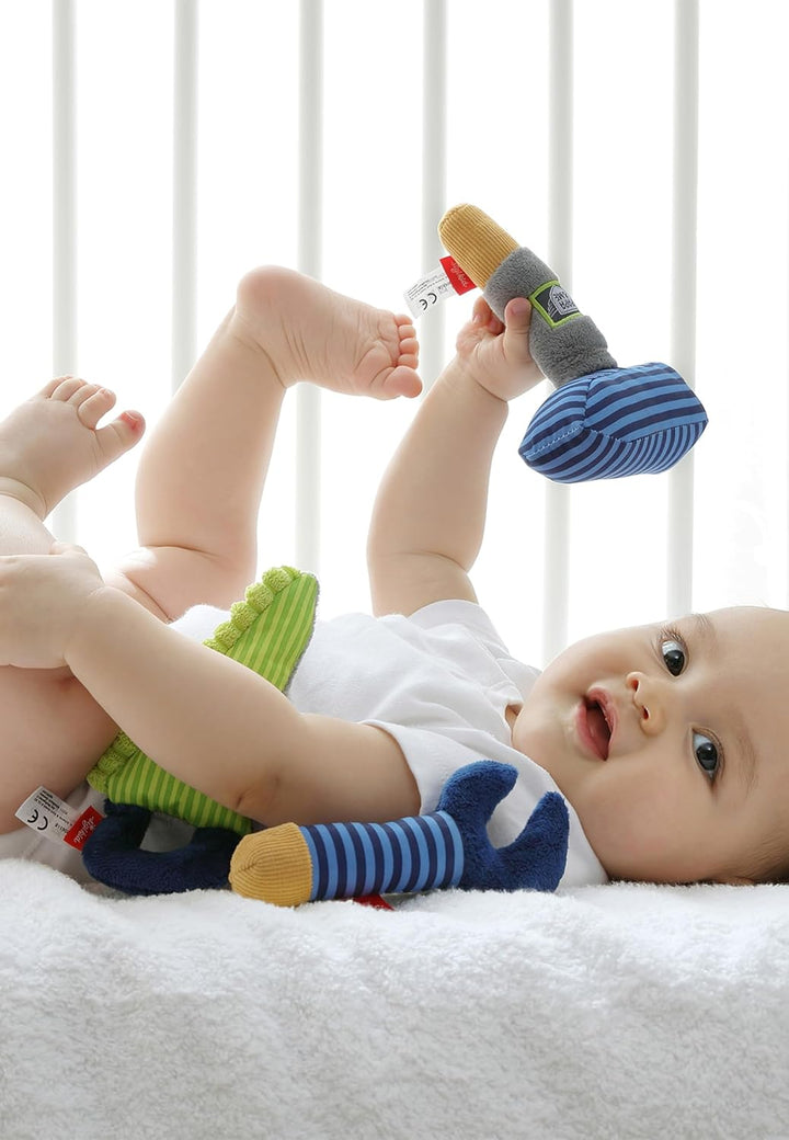 Sigikid Baby Rassel & Greiflinge Werkzeug Set Play & Cool - Babyspielzeug Motorik Knisterfolie Quiet