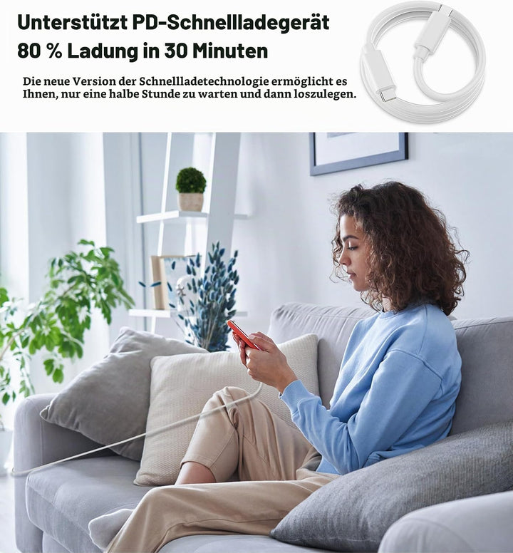 45W USB C Ladegerät Ladekabel for iPhone 17 16 15/17 16 15 Pro/17 16 15 Pro Max/17 Air/16 15 Plus/iP