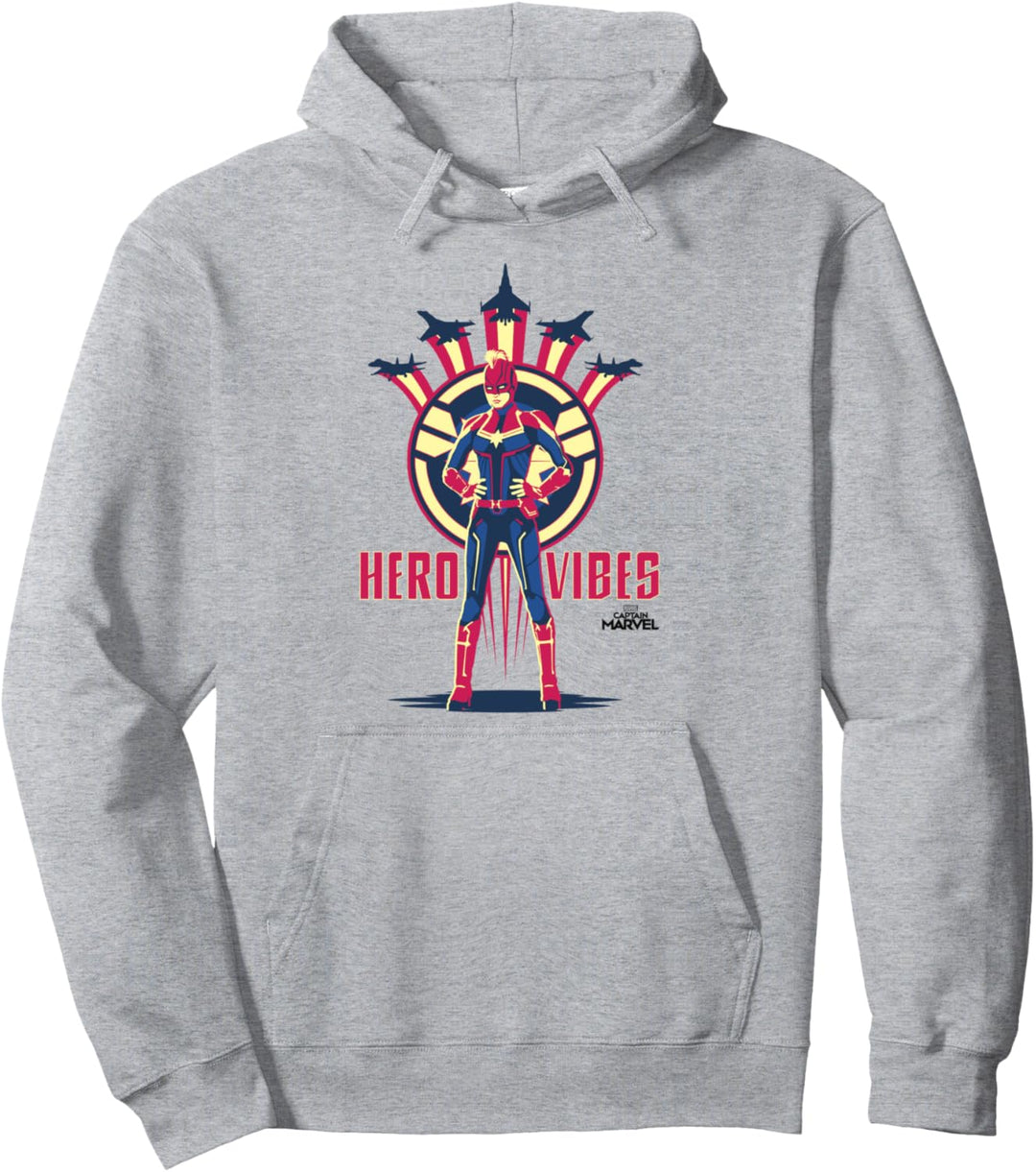 Captain Marvel Hero Vibes Plane Portrait Pullover Hoodie