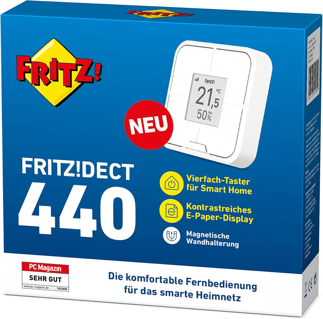 AVM FRITZ!DECT 440 (portabler, konfigurierbarer Taster für Smart-Home-Bedienung, Steuern von smarten