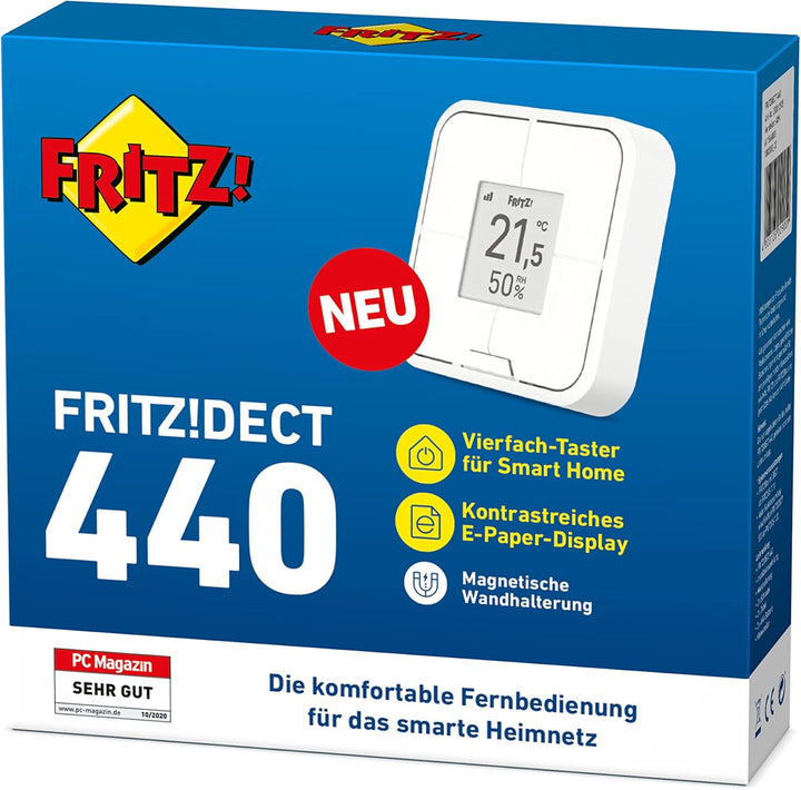 AVM FRITZ!DECT 440 (portabler, konfigurierbarer Taster für Smart-Home-Bedienung, Steuern von smarten