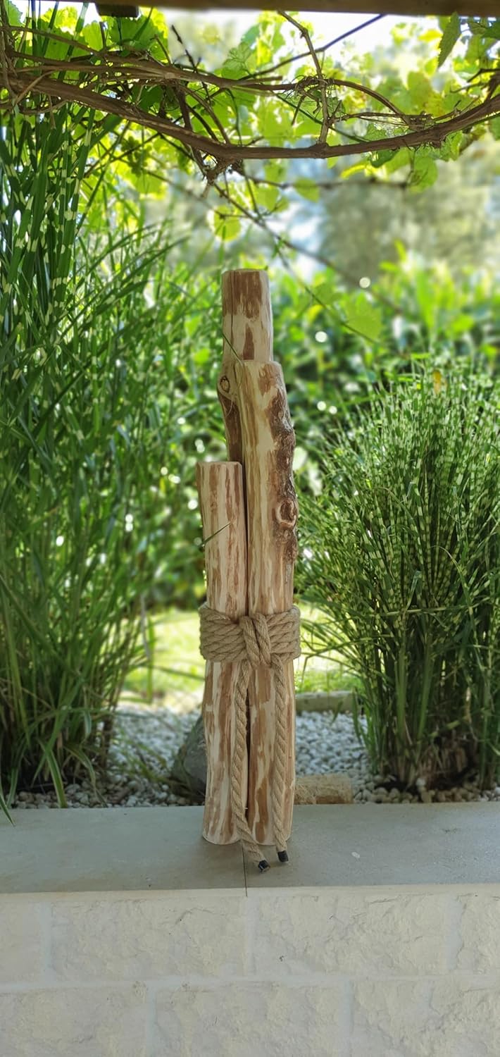 Maritime Windlichtsäulen aus Haselnuss - Naturholz Dekoration Haus und Garten (90 cm), 90 cm