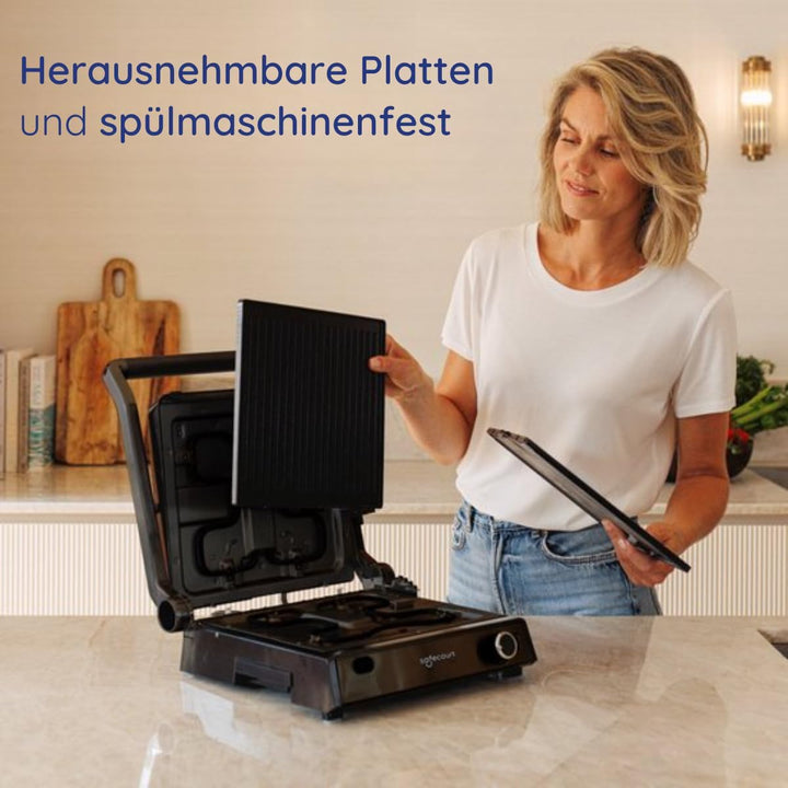 Safecourt Kitchen – Kontaktgrill 4-in-1 – Sandwichmaker, Panini Grill, Tischgrill elektrisch & Toast