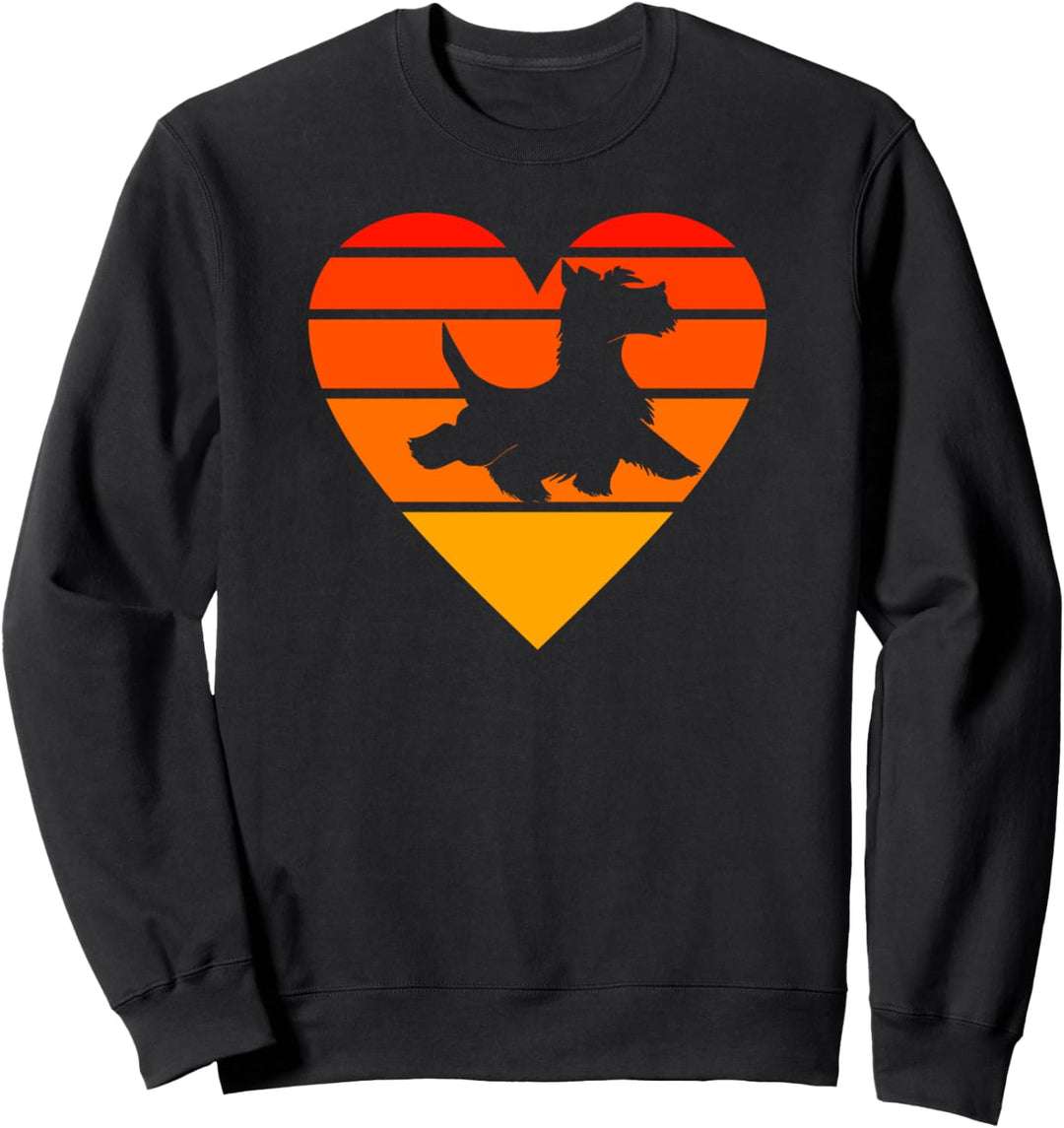 Scottish Terrier Scottie Puppy Retro Sunset Lover Mom Dad Sweatshirt