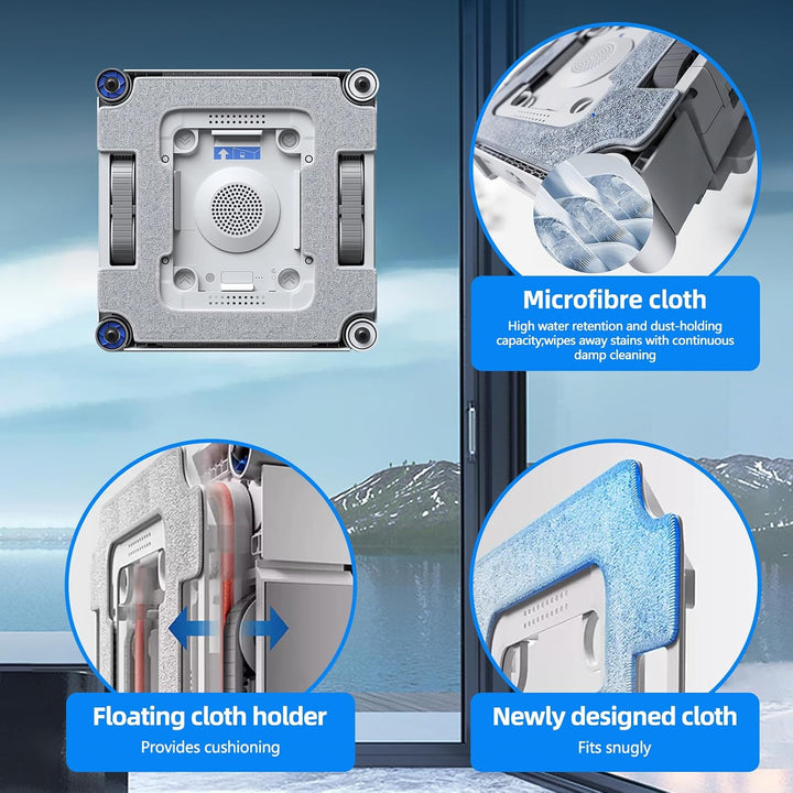 Mikrofaser-Reinigungspad mit Halterungs-Set für Ecovacs Winbot W3 Omni Fensterreinigungsroboter, Ers