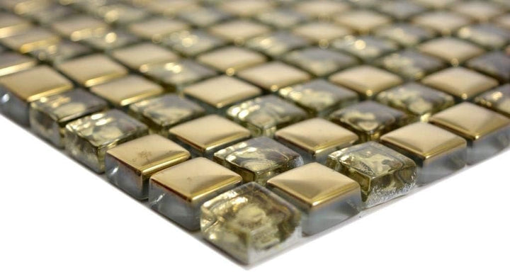 Mosaik Fliese Transluzent Glasmosaik Crystal gold Glas für WAND BAD DUSCHE KÜCHE FLIESENSPIEGEL THEK