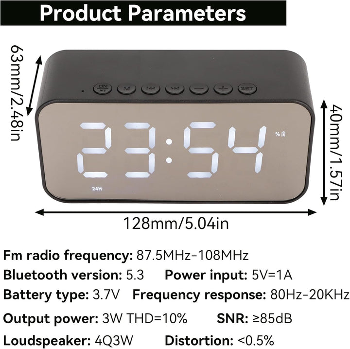 Digitaler Wecker Mit Bluetooth-Lautsprecher, Wecker, Radiowecker Für Schlafzimmer, Stereo-Sound, Ger