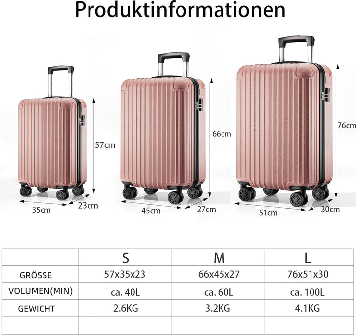 Voyager Handgepäck Koffer 55x35x23cm, Hartschalen Koffer & Trolleys klein, leicht Reisekoffer mit 4