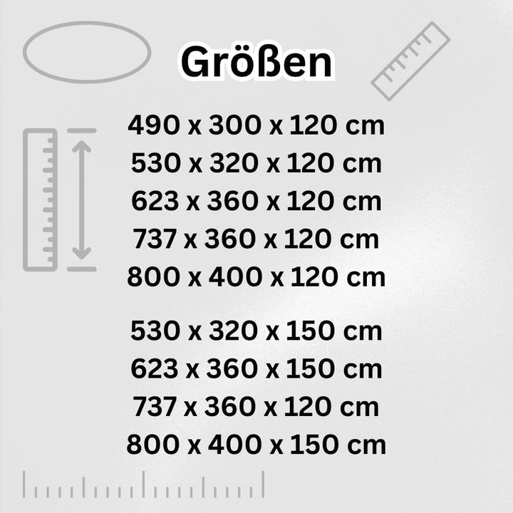 Poolfolie Innenhülle Ovalpool 623 x 360 x 150 cm, 0.8 mm, blau, Ovalbecken