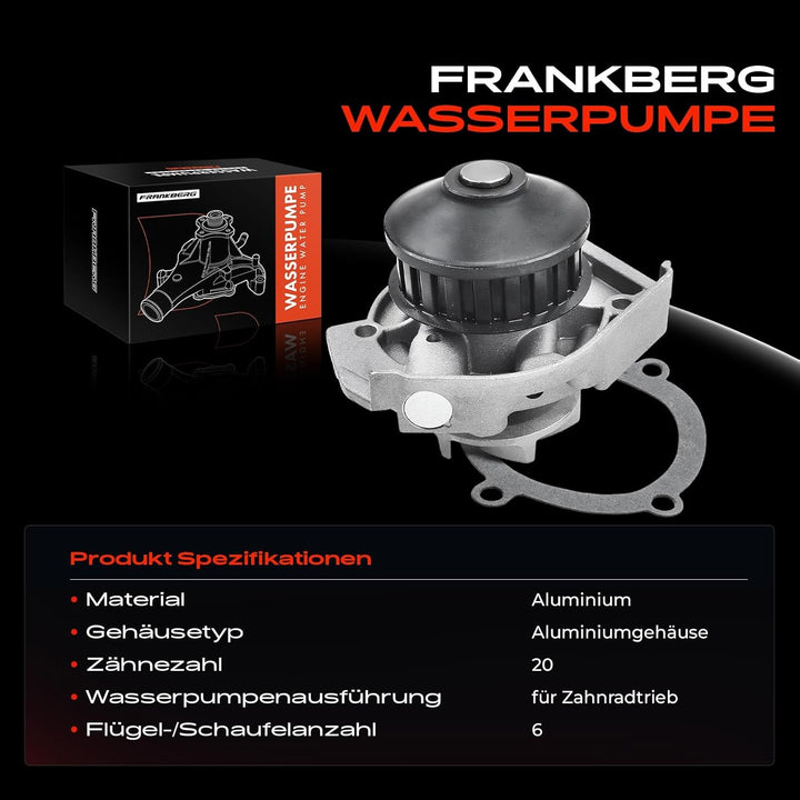 Frankberg Wasserpumpe mit Dichtring Kompatibel mit Punto Cabriolet 176C 1.2L 1994-2000 Panda 141A 0.
