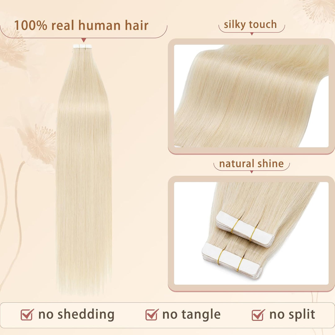 Rich Choices Tape Extensions Echthaar Tape in Extensions 30cm 10 Stück #60 Platinblond Haarverlänger
